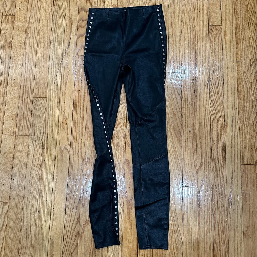 Tigha Black genuine leather studded pants